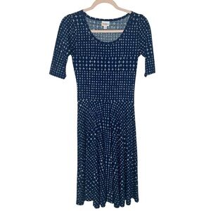 Lularoe Nicole Navy Blue Patterned Women's Dress